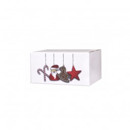 Weihnachtskartons Nikolausdesign 200x150x90mm, B 1.2, Grundfarbe weiss