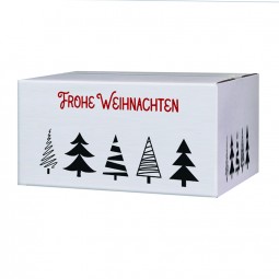 Weihnachtskartons Tannenbaumallee 400x300x200mm, B 1.3, Grundfarbe weiss