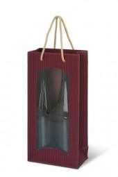 Weintragetaschen Offene Welle Farbe Bordeaux m.Klarsichtfenster fr 2 Flaschen